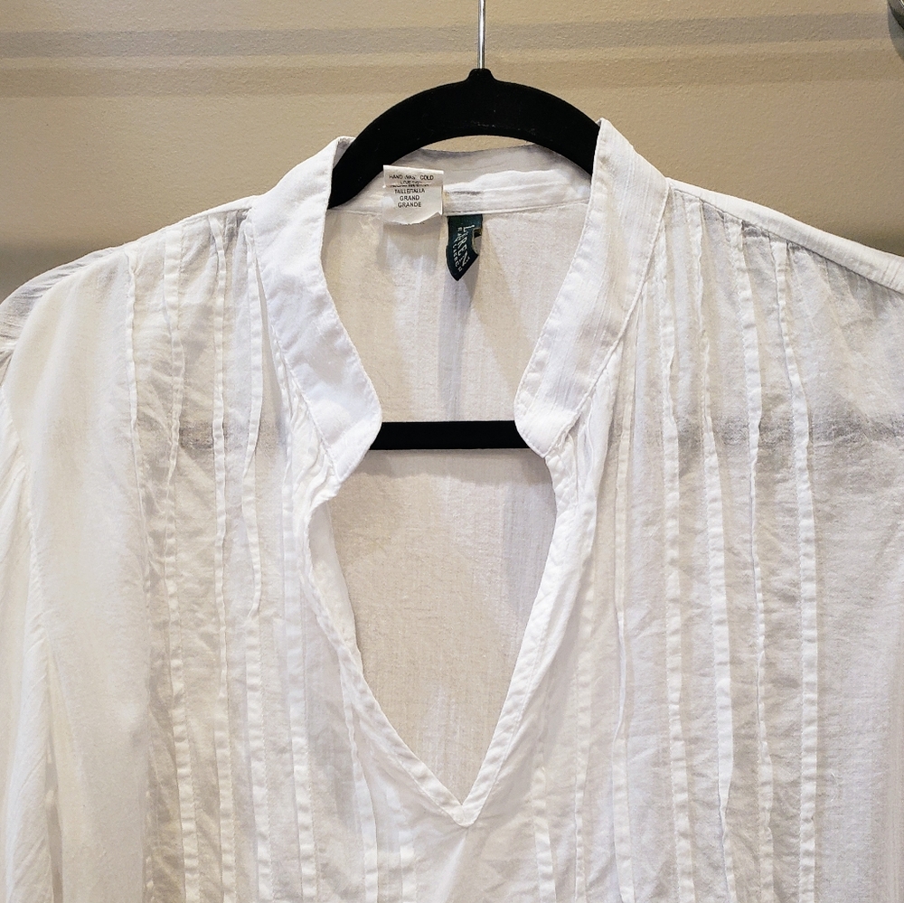 Lauren Ralph Lauren Mini Dress 100% Cotton Lightweight Semi Sheer White Sz Large - Picture 6 of 9
